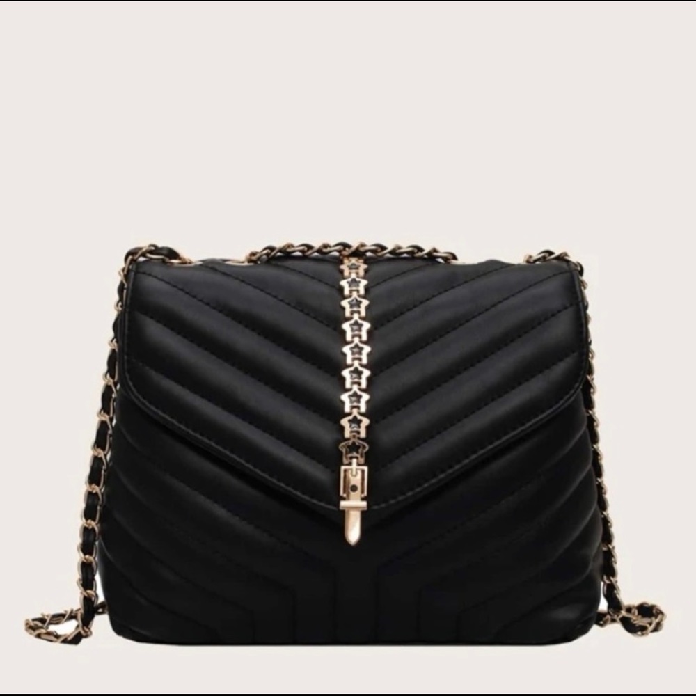 Gold Star Detail Quilted Crossbody Bag
